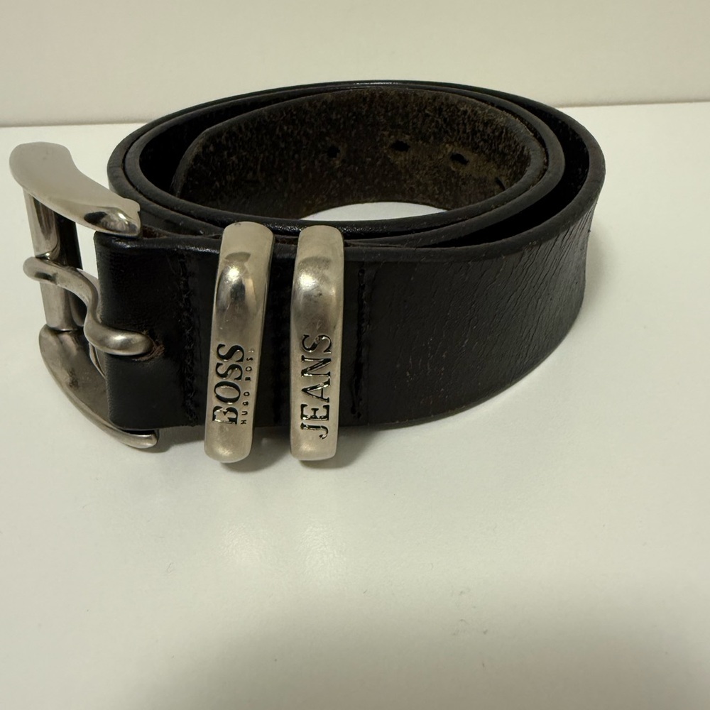 Hugo Boss Black Belt with Silver Buckle